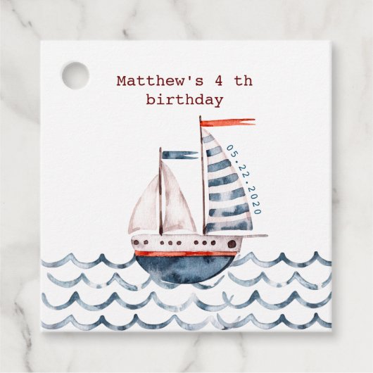 Aquarellfarben Rot und Blau Geburt des Kindes Geschenkanhänger (Vorderseite)