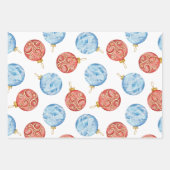 Aquarellfarben Rot und Blau Weihnachtsschmuck Geschenkpapier Set (Vorderseite 2)