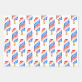 Aquarellfarben Rot Weiß und Blau Patriotische Pops Geschenkpapier Set (Vorderseite)