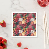 Aquarellfarben Rote Amaryllis und Chrysanthema Flo Serviette (Beispiel)