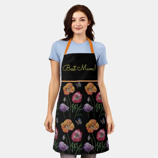 Aquarellfarben Rote Orangefarbene Schwarze Schürze (Getragen)