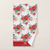 Aquarellfarben Rote Poinsettia Bouquet Monogramm Badhandtuch Set (Handtuch)