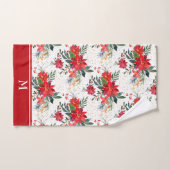 Aquarellfarben Rote Poinsettia Bouquet Monogramm Badhandtuch Set (Handtuch)