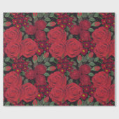 Aquarellfarben-rote Rosen auf schwarz, Geschenkpapier (Flach)