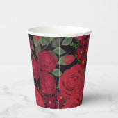 Aquarellfarben-rote Rosen auf schwarz, Pappbecher (Rechts)
