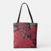 Aquarellfarben-rote Rosen auf schwarz, Tasche (Rückseite)