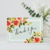 Aquarellfarben-Rote Rosen Hochzeitsdankkarte Einladung (Stehend Vorderseite)