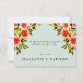 Aquarellfarben-Rote Rosen Hochzeitsdankkarte Einladung (Rückseite)