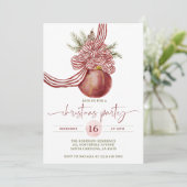 Aquarellfarben Roter Bow Ornament Weihnachtsgebäck Einladung (Stehend Vorderseite)