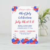 Aquarellfarben Rotes Weiß Blau Moderne Einladung (Stehend Vorderseite)