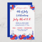 Aquarellfarben Rotes Weiß Blau Moderne Einladung (Vorne/Hinten)