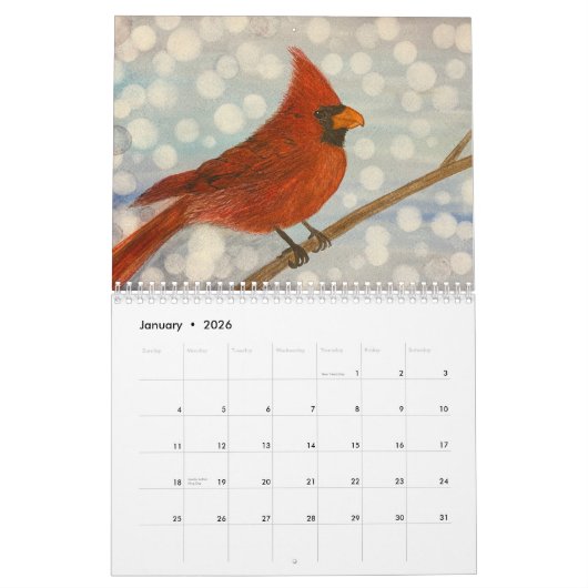Aquarellfarben Saisondesigns Kalender (Jan 2026)