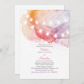 Aquarellfarben-Saitenleuchten - elegantes Abendess Einladung (Vorne/Hinten)