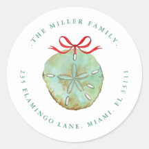 Aquarellfarben Sand Dollar Holiday Address Siegel