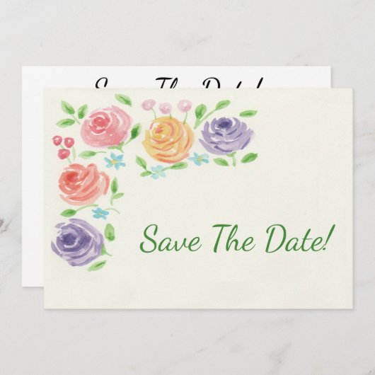 Aquarellfarben Save the Date (Vorne/Hinten)