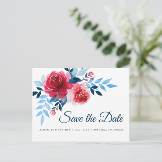 Aquarellfarben Save the Date Ankündigungspostkarte (Stehend Vorderseite)