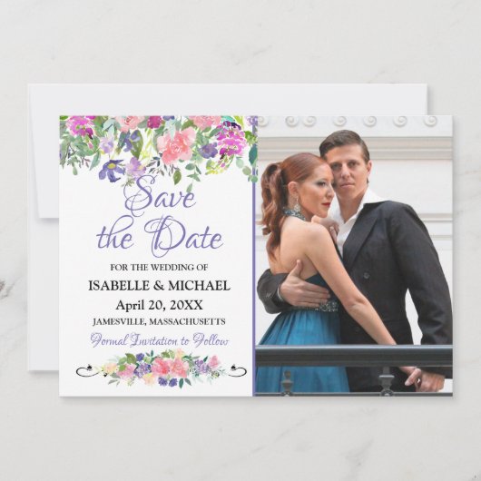 Aquarellfarben-Save the Date-Fotokarte Save The Date (Vorderseite)