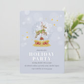 Aquarellfarben Schnee Globe Weihnachten Party Einladung (Stehend Vorderseite)