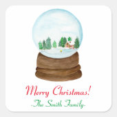 Aquarellfarben Schneeglobe Weihnachten Quadratischer Aufkleber (Vorderseite)