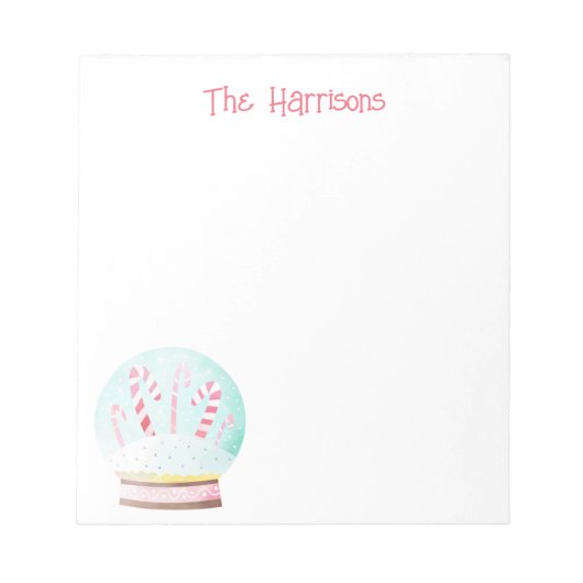 Aquarellfarben Schneeglobe Weihnachtsunterlage Notizblock (Vorderseite)