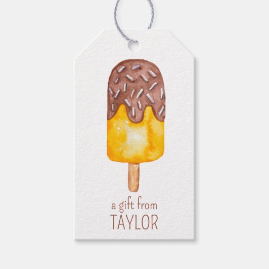 Aquarellfarben Schokolade Fudge Popsicle Geschenkt Geschenkanhänger (Vorderseite)