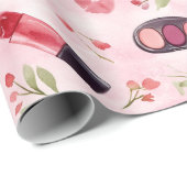 Aquarellfarben Schönheitsmuster mit rosa Blume Geschenkpapier (Rolleneckpunkt)