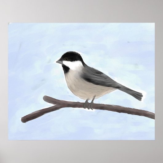 Aquarellfarben, schwarz gekappt Chickadee Poster P (Vorne)