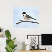 Aquarellfarben, schwarz gekappt Chickadee Poster P (Heimbüro)