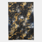 Aquarellfarben Schwarz und Gold Marmorgalaxie Geschirrtuch (Vertikal)