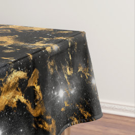 Aquarellfarben Schwarz und Gold Marmorgalaxie Tischdecke