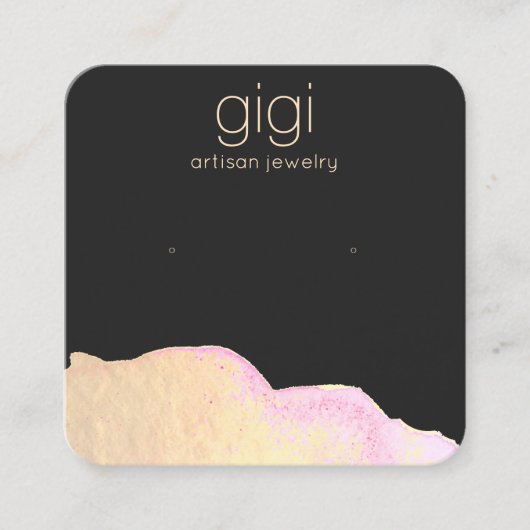 Aquarellfarben schwarzer Ohrring-Anzeiger Quadratische Visitenkarte (Vorderseite)