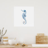 Aquarellfarben Seepferd Print Blue Poster (Küche)