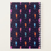 Aquarellfarben-Seepferde auf Navy Blue Pattern Planer (Rückseite)