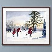 Aquarellfarben-Simplifiziertes Ice Skaten Winter P Poster