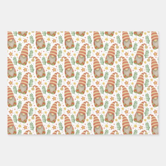 Aquarellfarben Skandinavien Gnome Niedliche Weihna Geschenkpapier Set (Vorderseite)