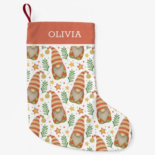 Aquarellfarben Skandinavien Gnome Niedliche Weihna Kleiner Weihnachtsstrumpf (Vorderseite)