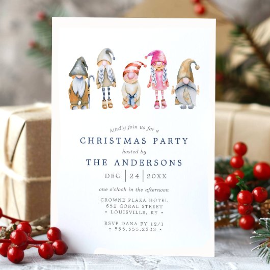 Aquarellfarben Skandinavier Elf Gnomes Weihnachts- Einladung