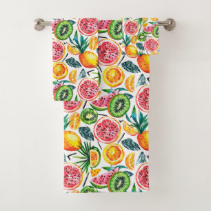 Aquarellfarben skizziert detailliertes Muster von Badhandtuch Set