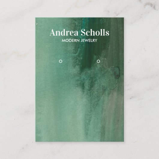 Aquarellfarben Smaragdgrüner Schmuck Ohrring Displ Visitenkarte (Vorderseite)