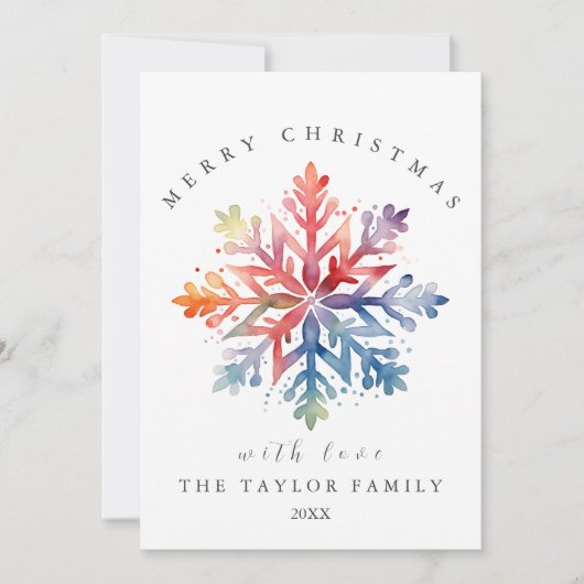 Aquarellfarben Snowflake Weihnachtskarte Einladung (Vorderseite)