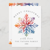 Aquarellfarben Snowflake Weihnachtskarte Einladung (Vorne/Hinten)