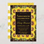 Aquarellfarben Sonnenblumen Grenzrahmen Quinceaner Einladung (Vorne/Hinten)