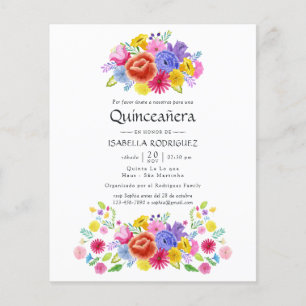 Aquarellfarben Spanische Fiesta Quinceañera Flyer