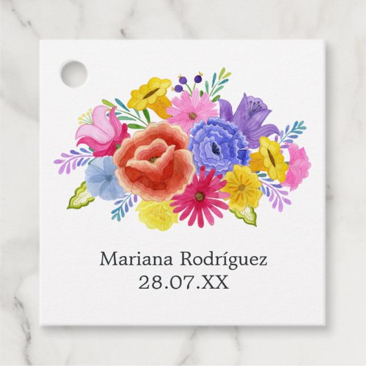 Aquarellfarben Spanische Fiesta Quinceañera Geschenkanhänger (Vorderseite)