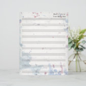Aquarellfarben-Splash Blank Sheet Music 10 Stave (Stehend Vorderseite)