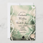 Aquarellfarben Splash Olive Under Sea Wedding Einladung (Vorderseite)