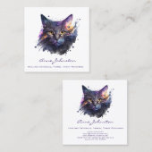 Aquarellfarben Splashes Kitty Square Business Card Quadratische Visitenkarte (Vorne/Hinten)
