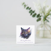 Aquarellfarben Splashes Kitty Square Business Card Quadratische Visitenkarte (Stehend Vorderseite)