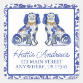 Aquarellfarben-Staffordshire Hunde Rücksendeadress Quadratischer Aufkleber (Vorderseite)