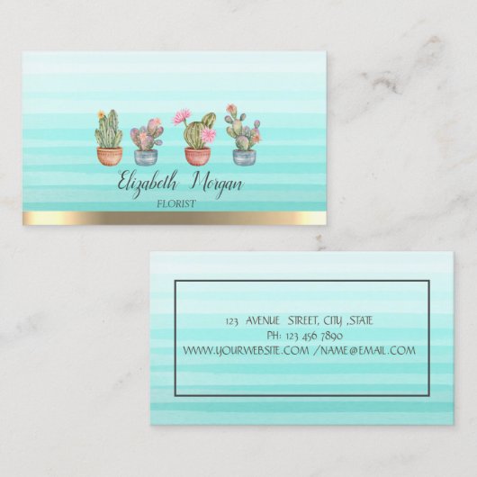 Aquarellfarben - Streifen Ombre Visitenkarte (Vorne/Hinten)